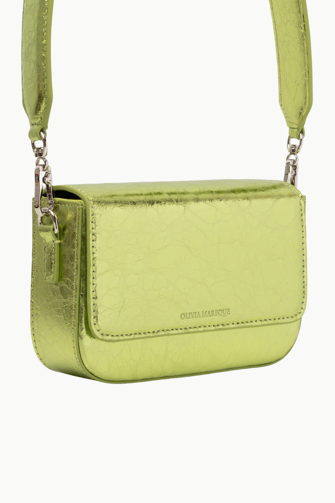 Pantone Metallic Green Vegan Leather Shoulder Bag