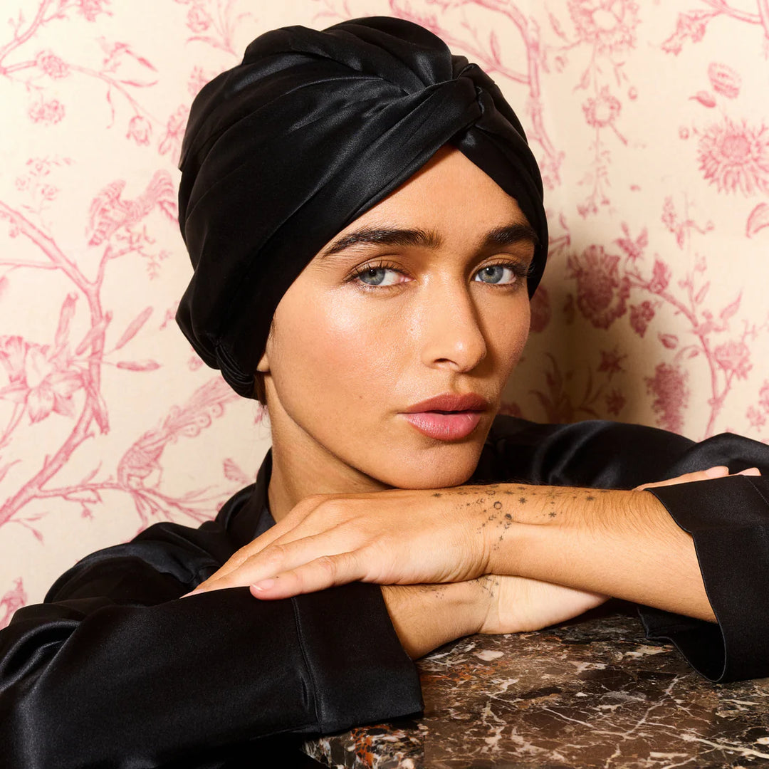 Natural Silk Hair Bonnet – Black
