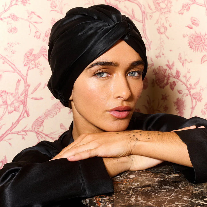 Natural Silk Hair Bonnet – Black