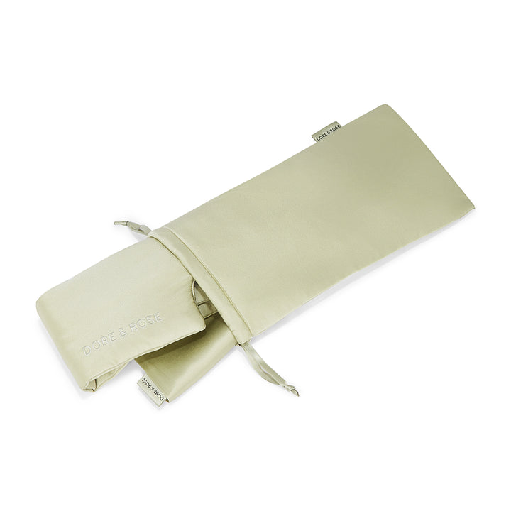 Travel Silk Pouch for Sleep Essentials in olive green
