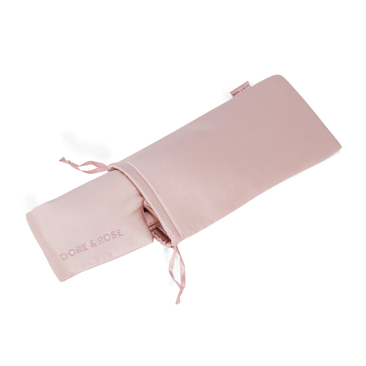 Travel Silk Pouch for Sleep Essentials in powder pink