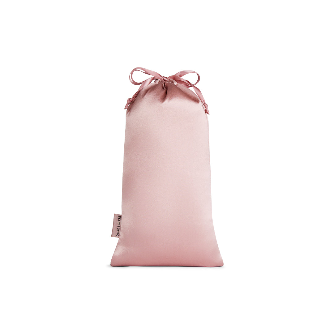 Travel Silk Pouch for Sleep Essentials in powder pink