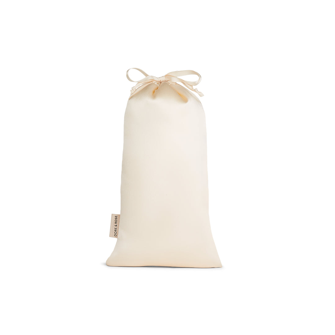 Travel Silk Pouch for Sleep Essentials in champagne