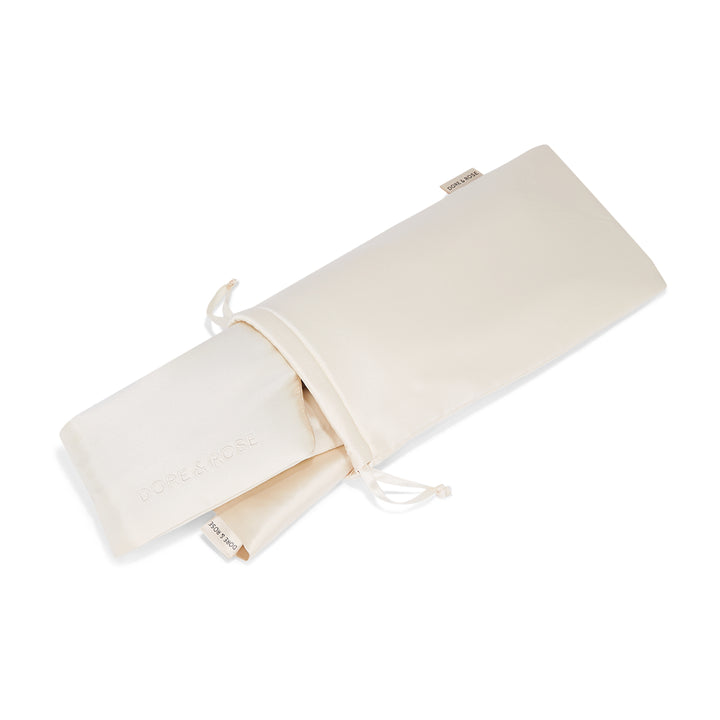 Travel Silk Pouch for Sleep Essentials in champagne