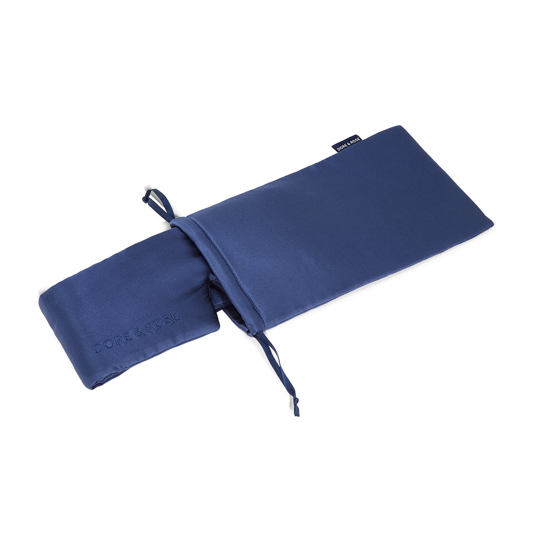 Travel Silk Pouch for Sleep Essentials in dark blue