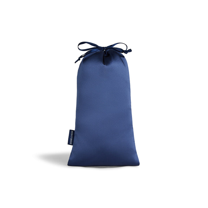 Travel Silk Pouch for Sleep Essentials in dark blue