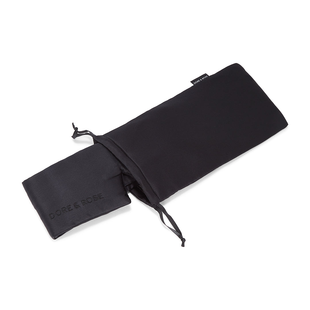 Travel Silk Pouch for Sleep Essentials in black