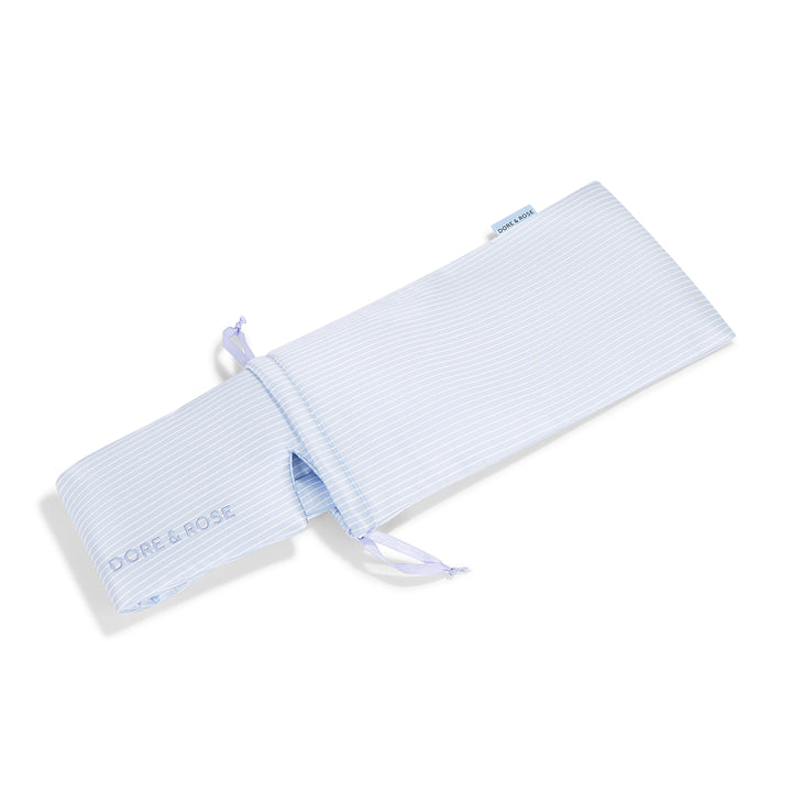 Travel Silk Pouch for Sleep Essentials with blue stripes