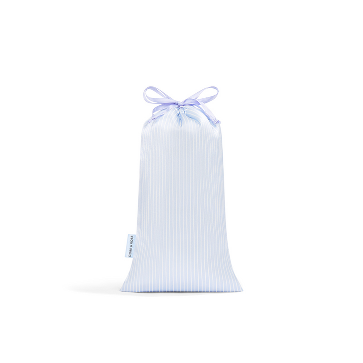 Travel Silk Pouch for Sleep Essentials with blue stripes