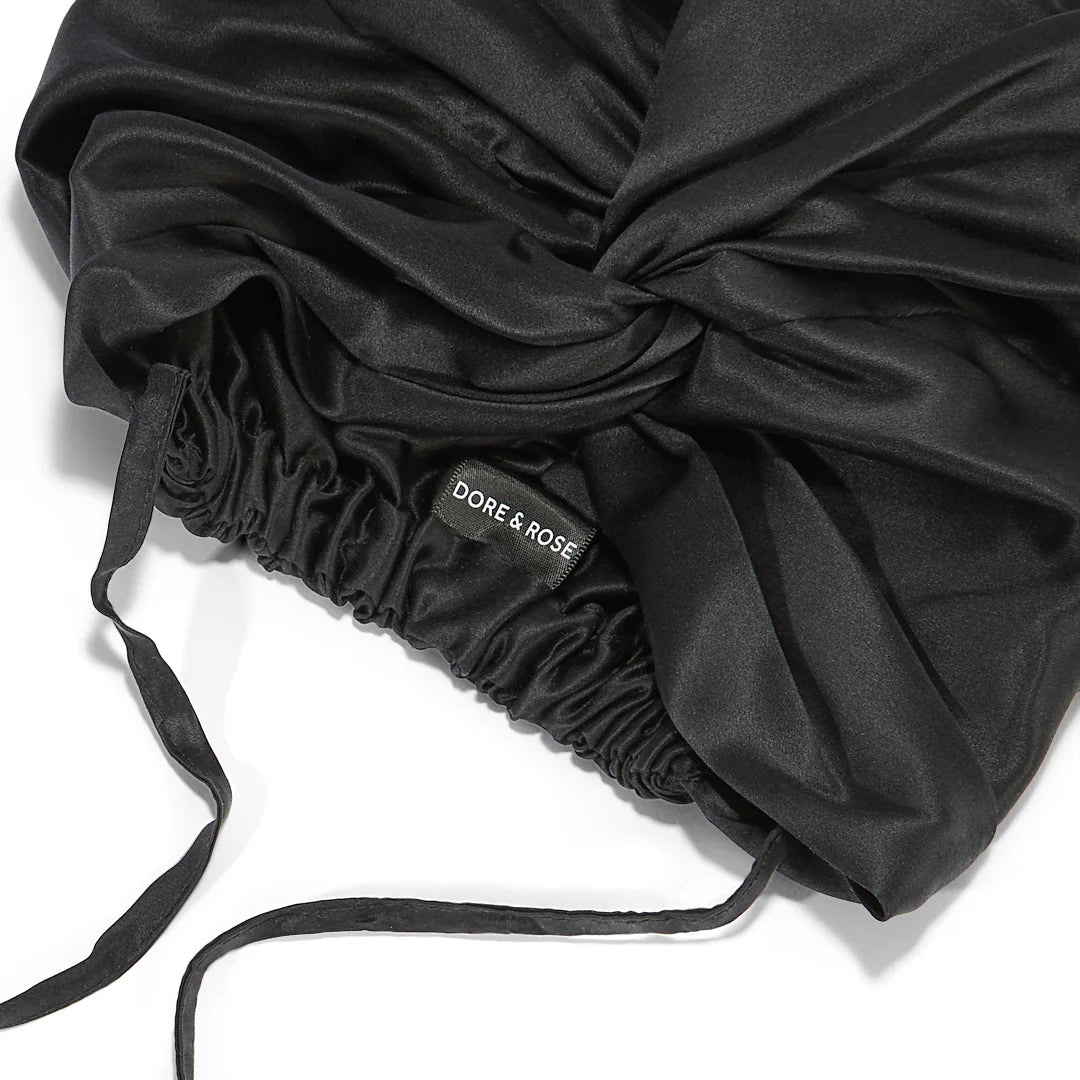 Natural Silk Hair Bonnet – Black