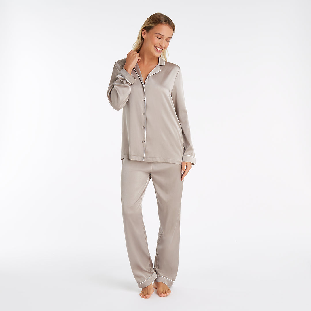 Silk Pajama Long Sleeve - Taupe