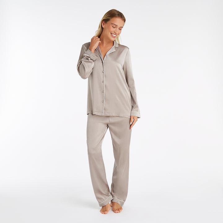 Silk Pajama Long Sleeve - Taupe