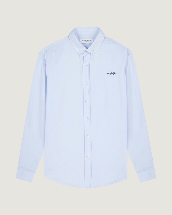 Malesherbes Out of Office Sky Blue Shirt made from natural cotton