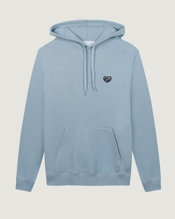 Blue Hoodie 'Patch Couer' made of Natural Cotton - Maison Labiche