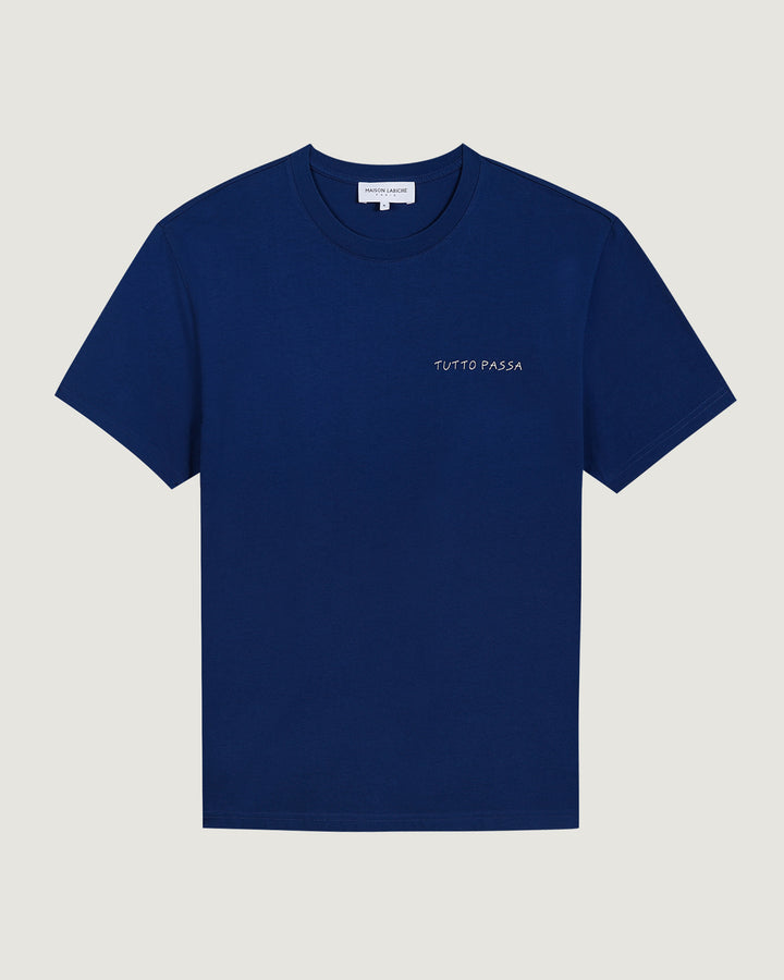 Popincourt Tutto Passa Navy T-shit made from natural cotton