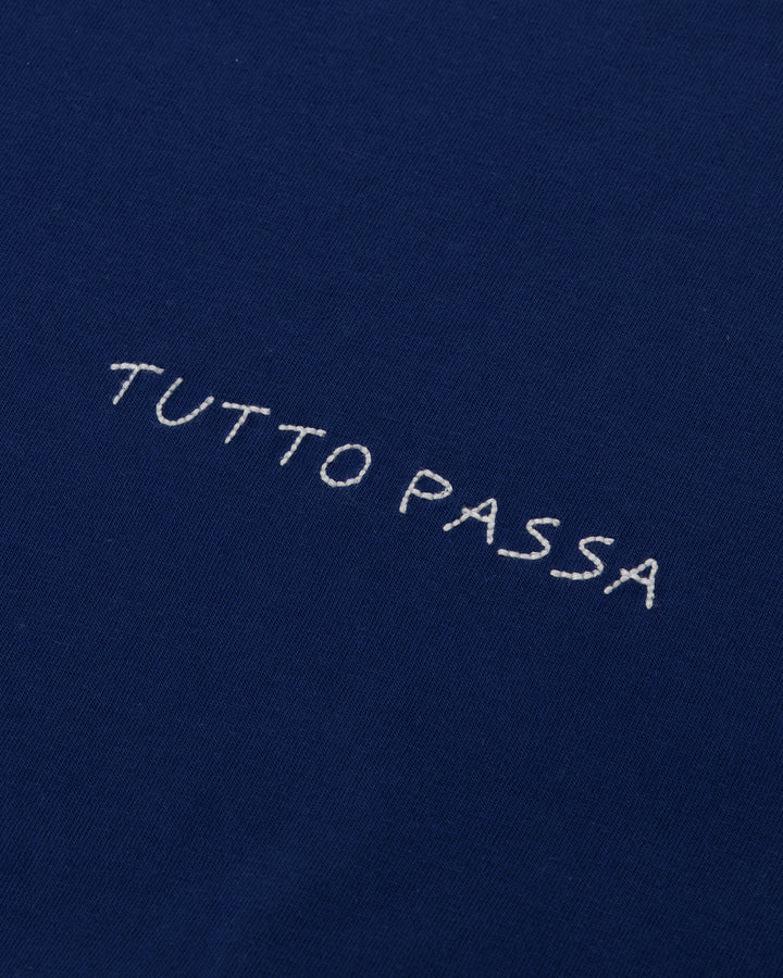 Popincourt Tutto Passa Navy T-shit made from natural cotton