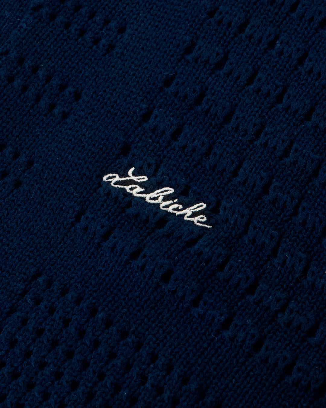 Navy Crocheted Cotton Polo Shirt - Maison Labiche