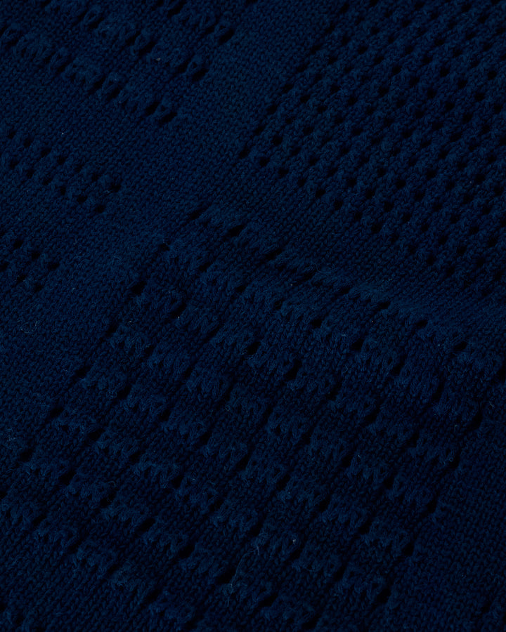 Navy Crocheted Cotton Polo Shirt - Maison Labiche