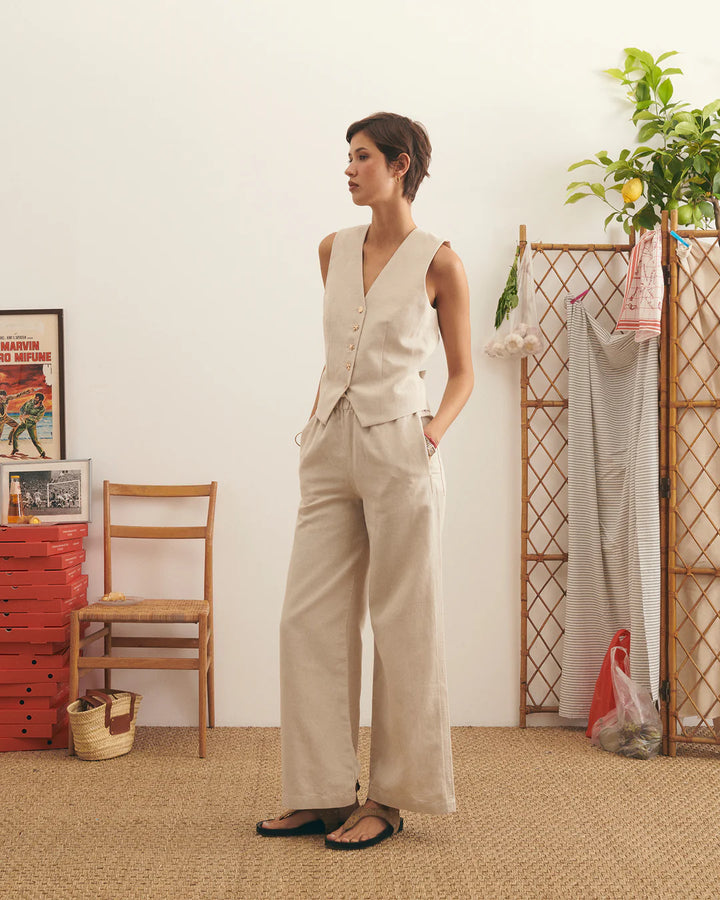 Lauth NB Cream Pants made from cotton & Linen Blend
