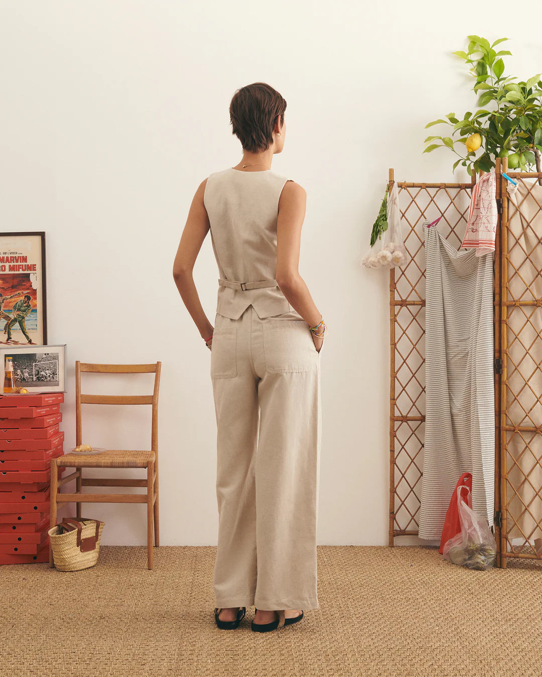 Lauth NB Cream Pants made from cotton & Linen Blend