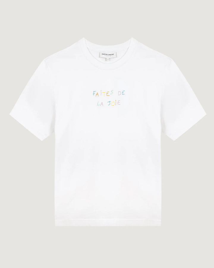 Popin faites De La Joie White T-shirt made from natural cotton