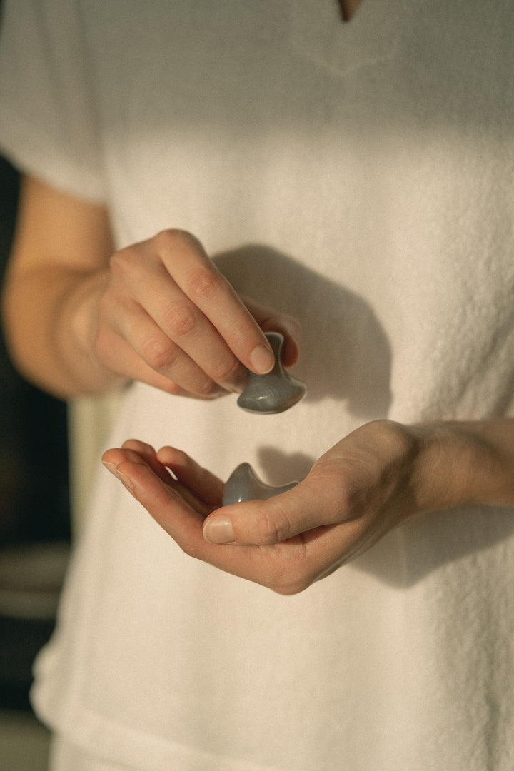 Pietre naturale Agate Mushroom Gua Sha de masaj pentru ochi