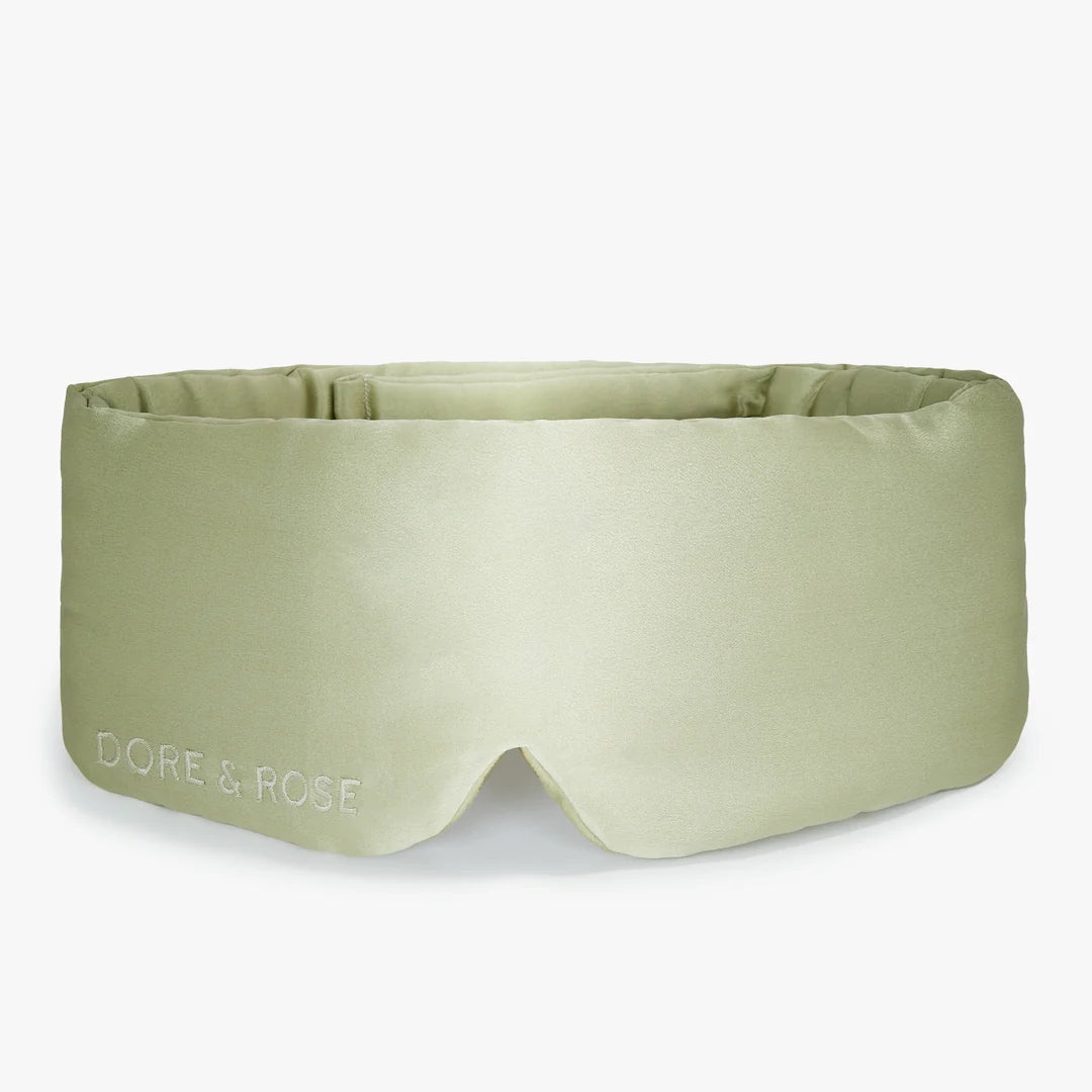 Deep Sleep Mask from natural Silk in the colour olive green