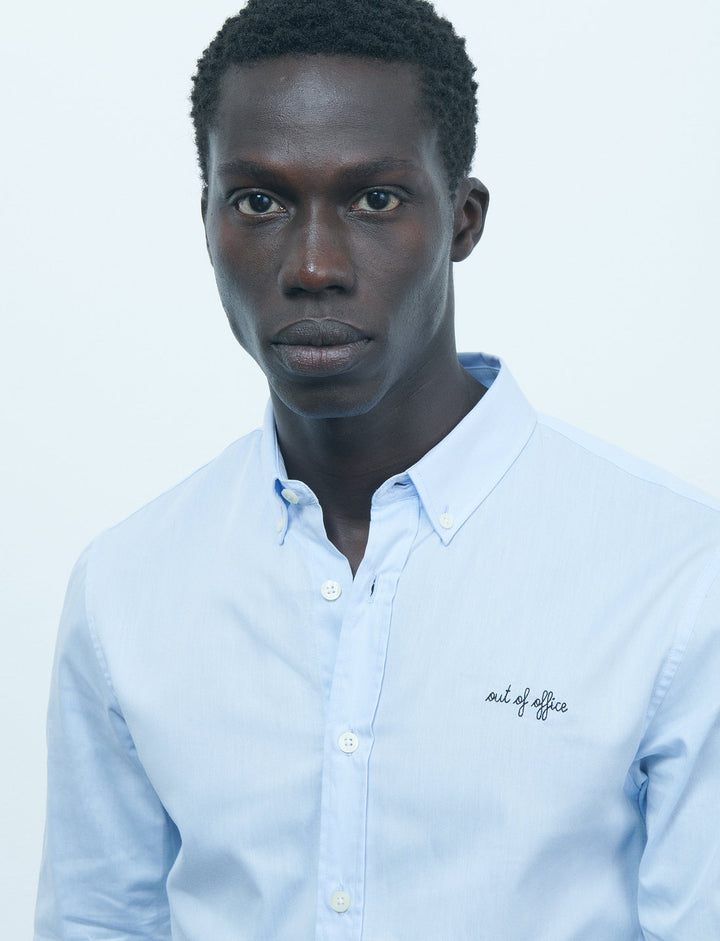 Malesherbes Out of Office Sky Blue Shirt made from natural cotton