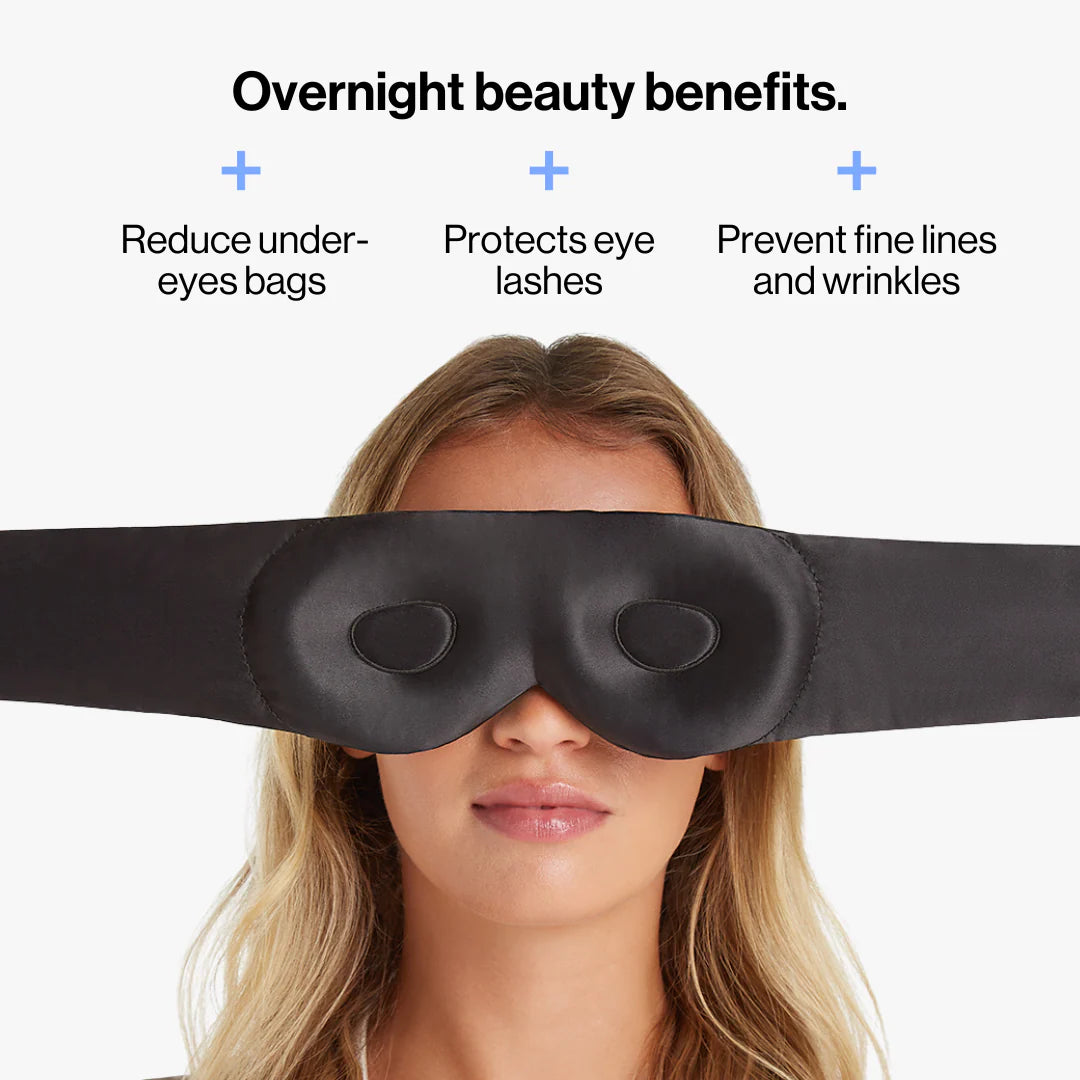 Deep Sleep Mask from natural Silk - striped pink