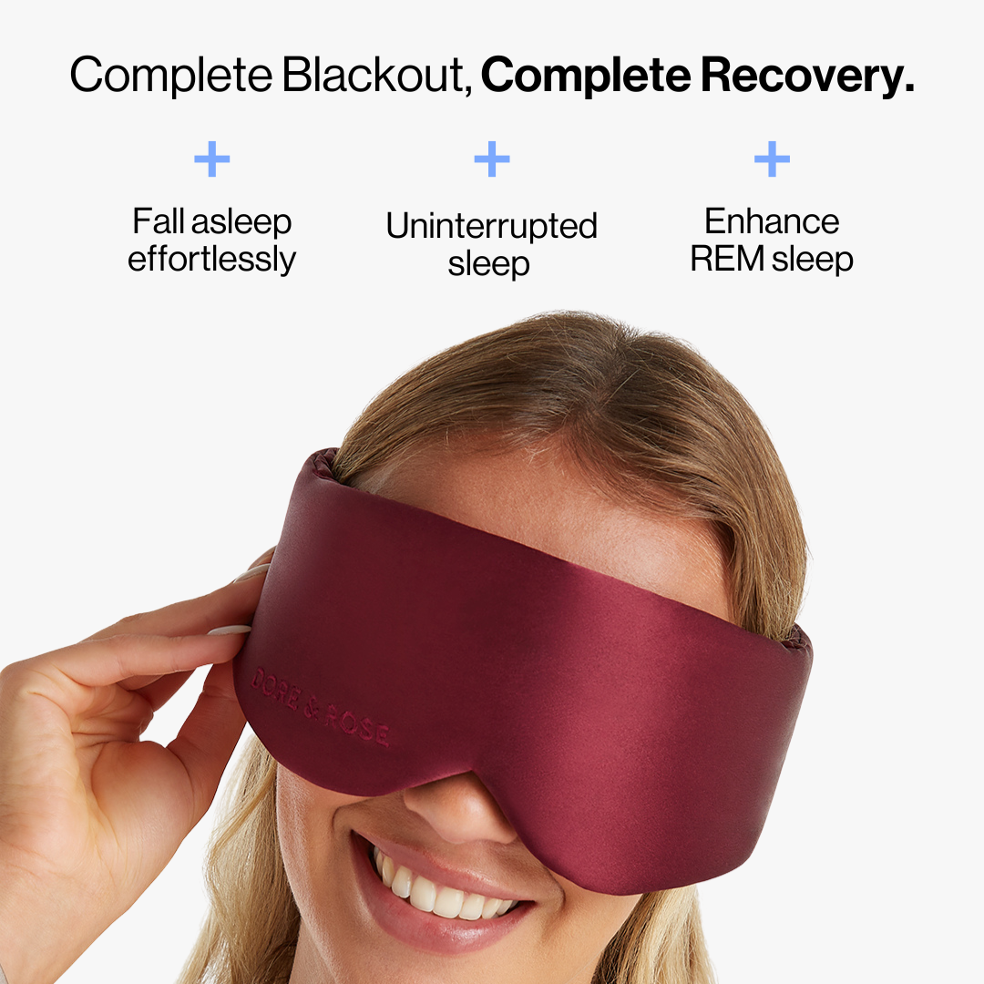 Deep Sleep Mask from natural Silk - striped pink