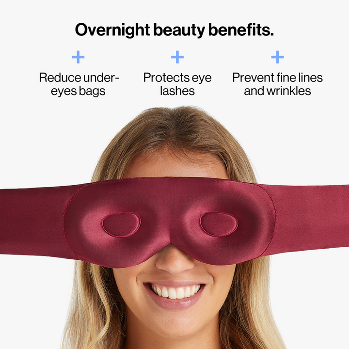 Deep Sleep Mask from natural Silk - striped pink