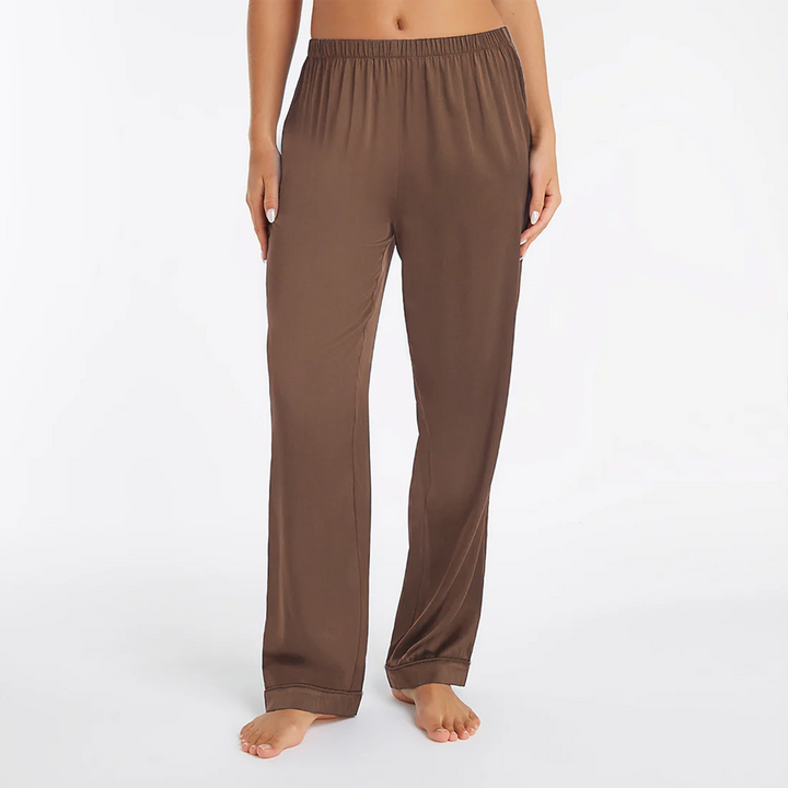 Pantaloni de pijama din mătase - chocolate