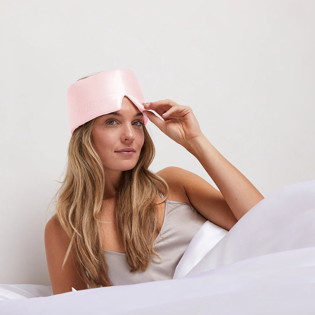 Deep Sleep Mask from natural Silk - striped pink