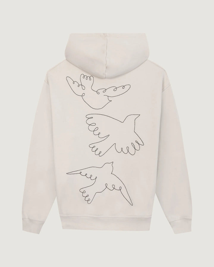 "Birds" Hoodie in Natural Cotton – Maison Labiche