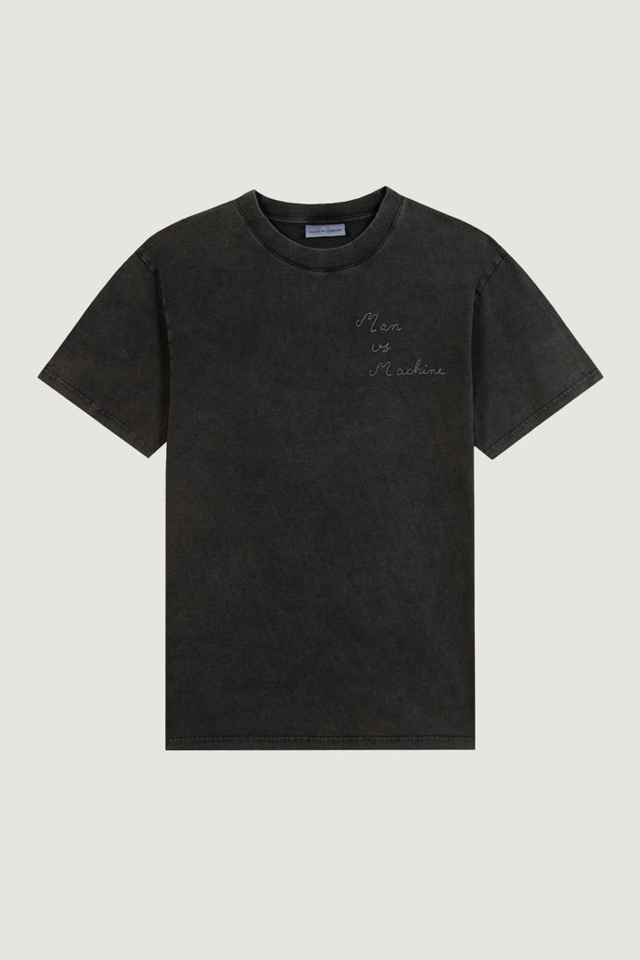 Washed Grey T-shirt with Men vs Machine Embroidery